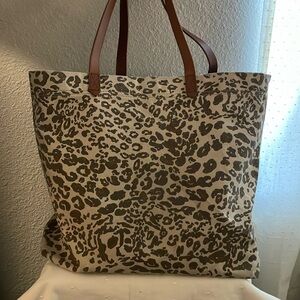 Madewell large leopard print canvas tote
